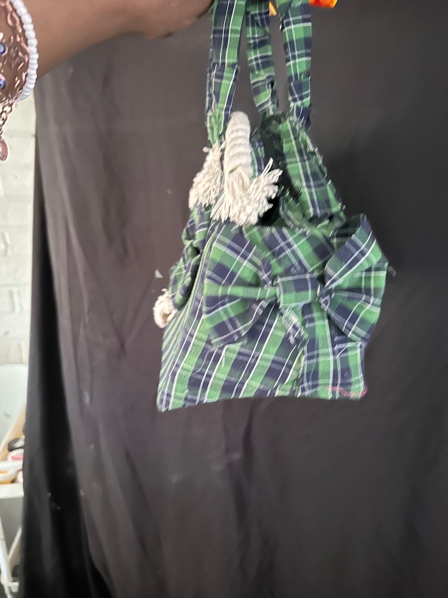 Green Plaid tote