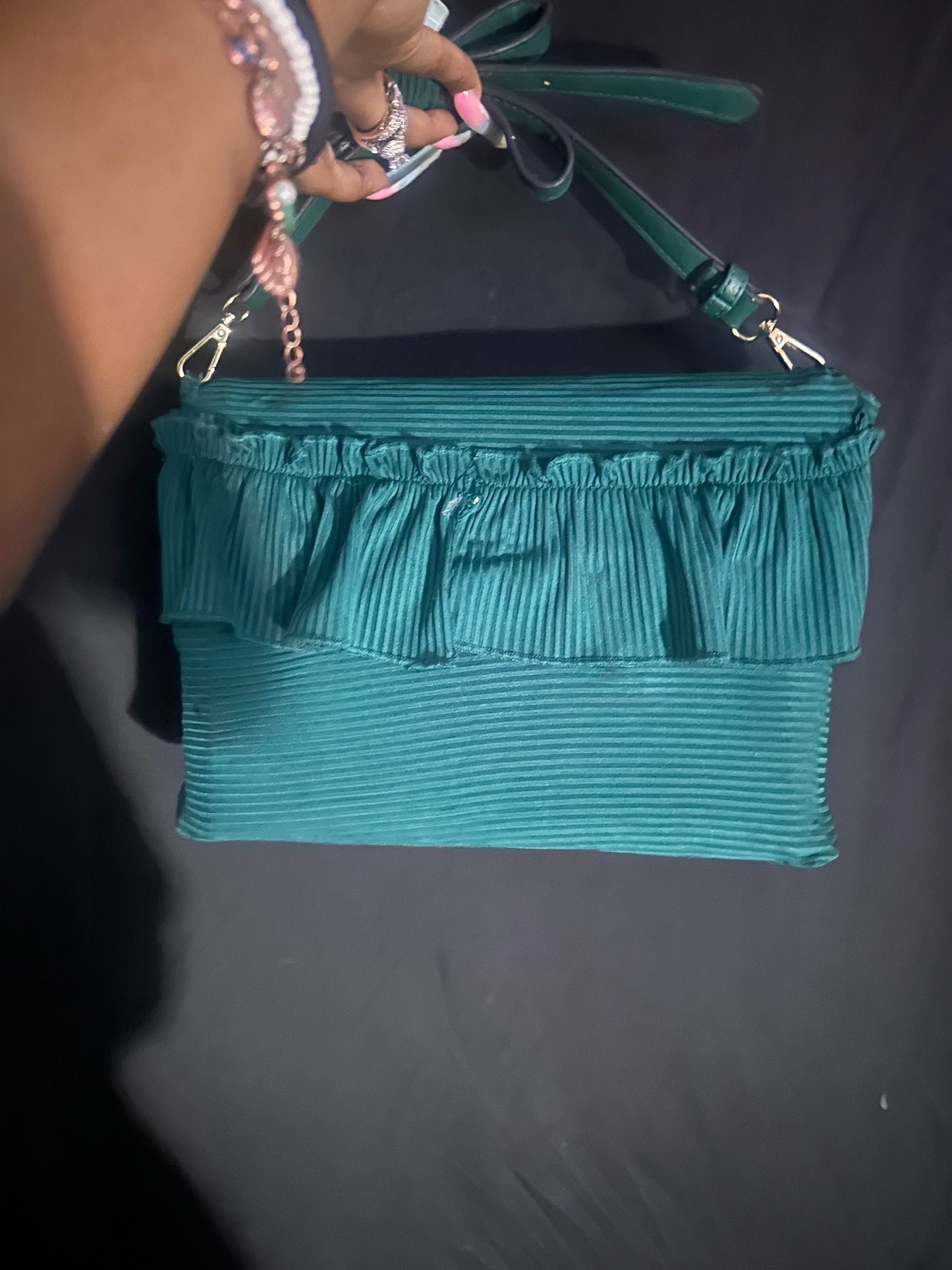 Green one strap clutch