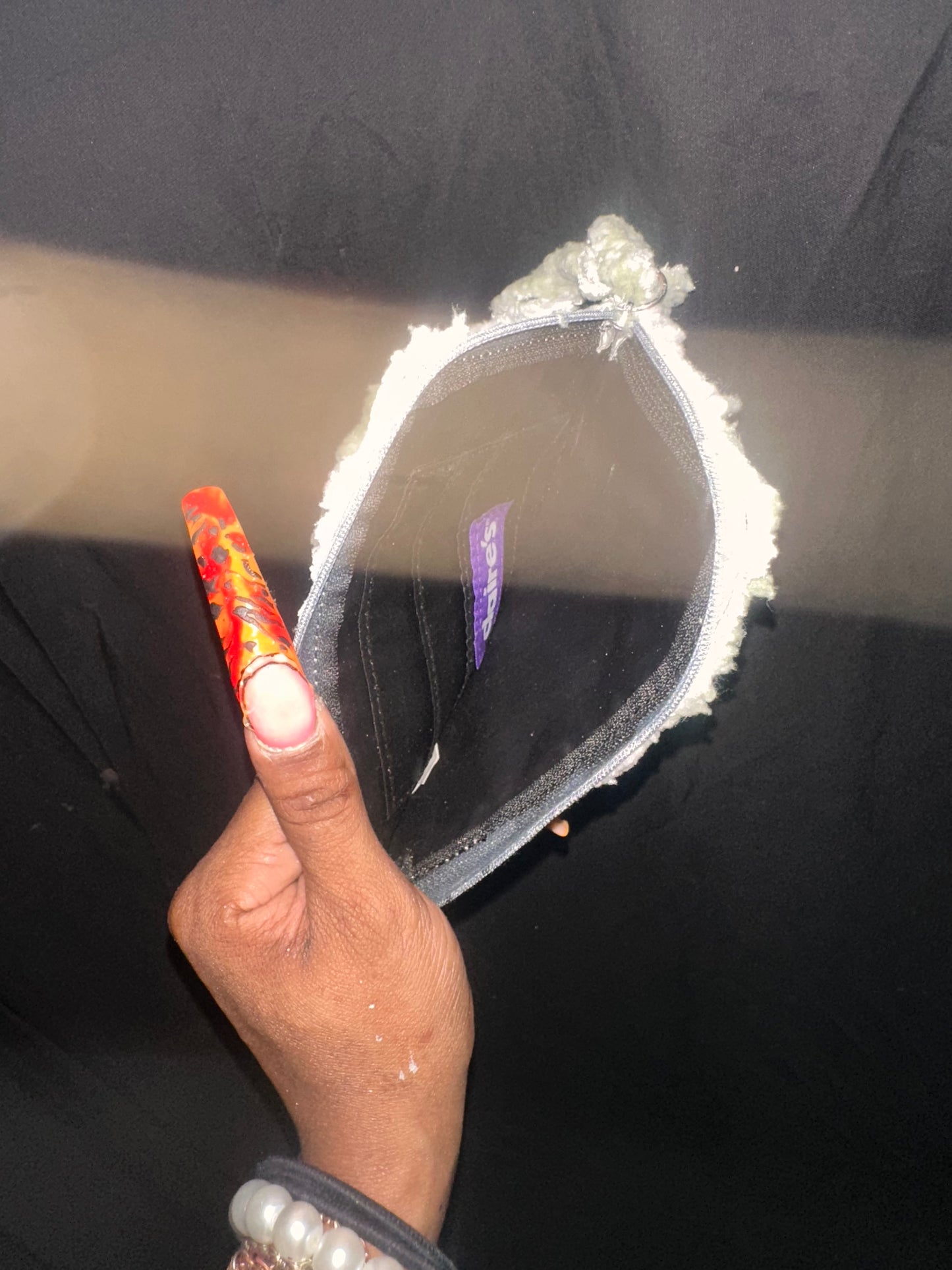 Fur Tote green and white with small wristlet