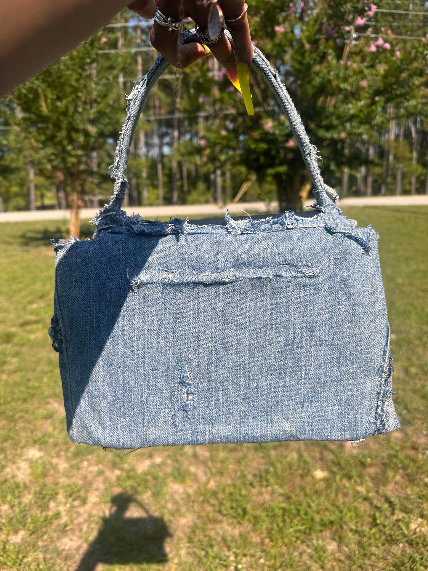 Cute denim and faux leather