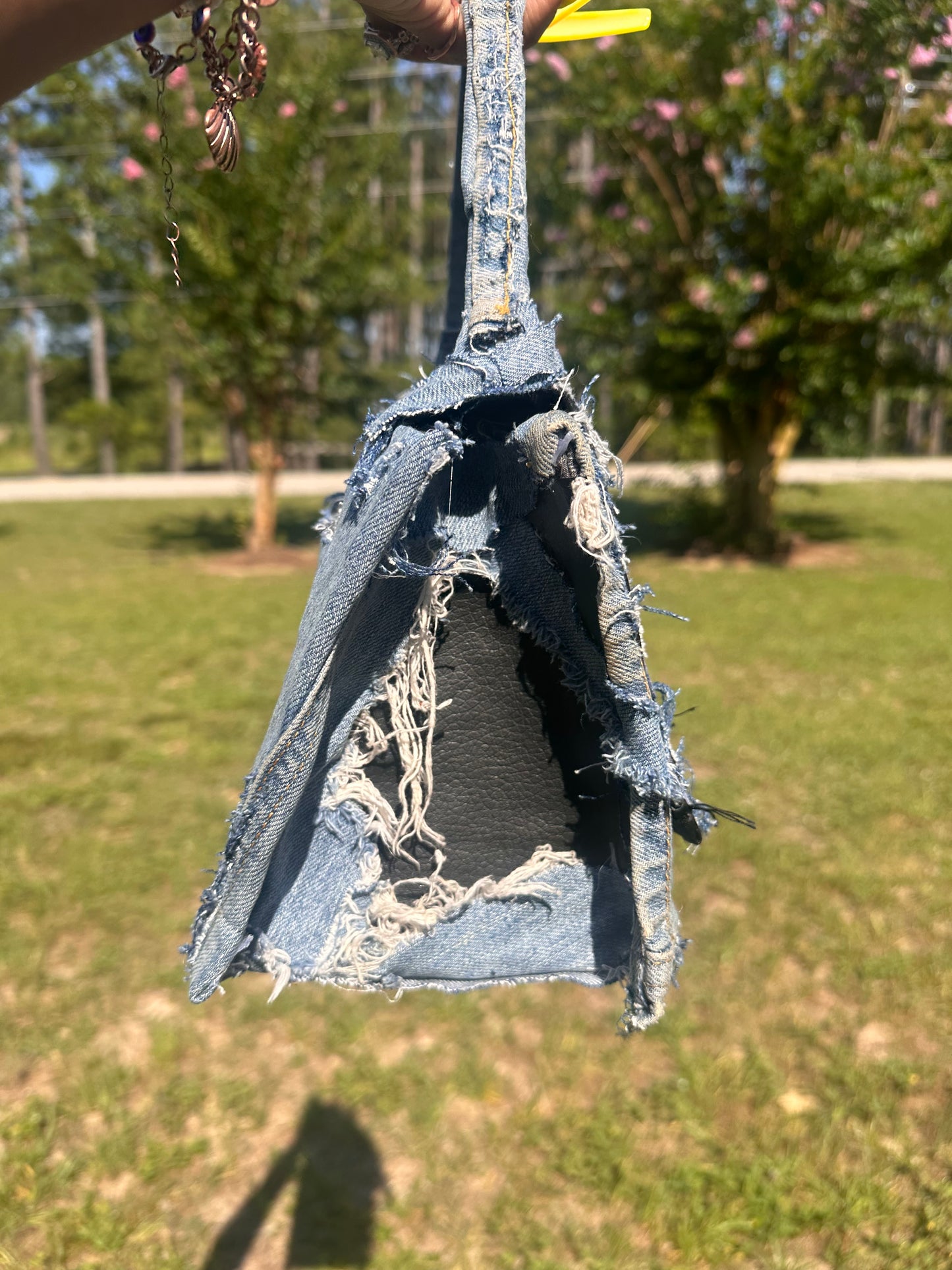 Cute denim and faux leather