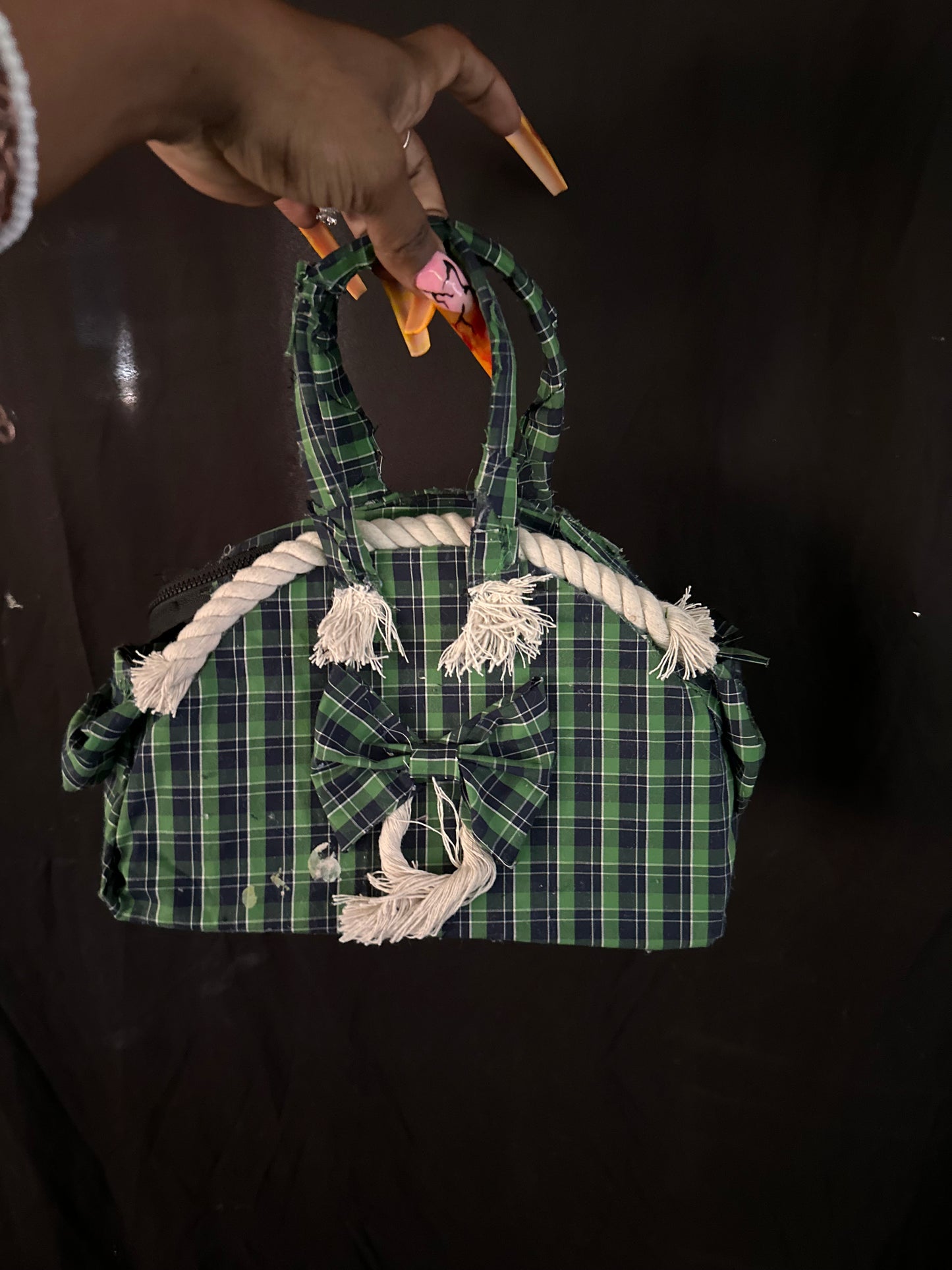 Green Plaid tote