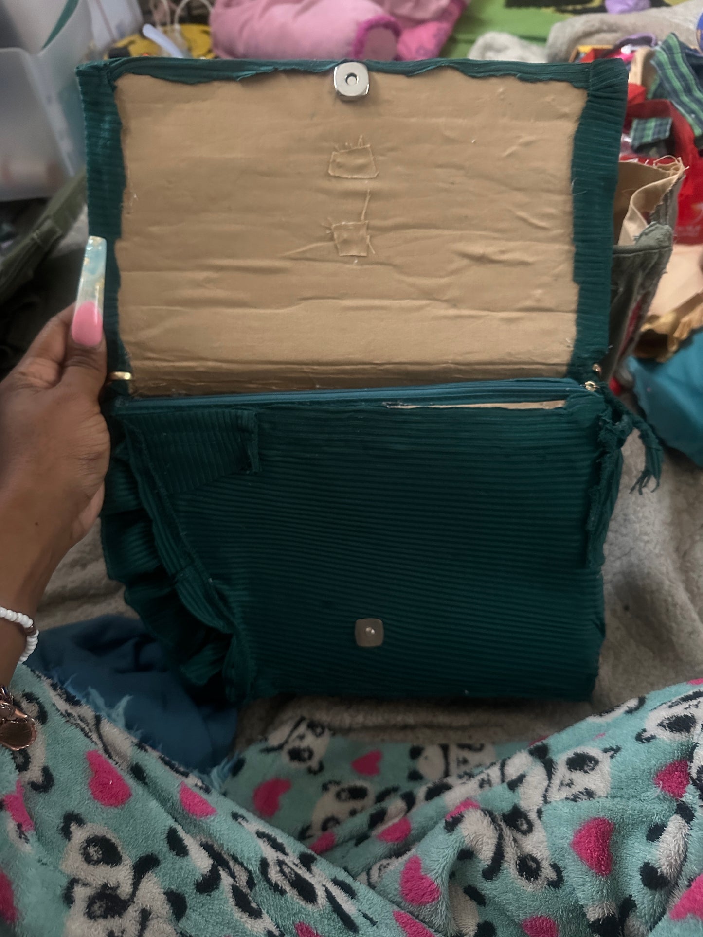 Green one strap clutch