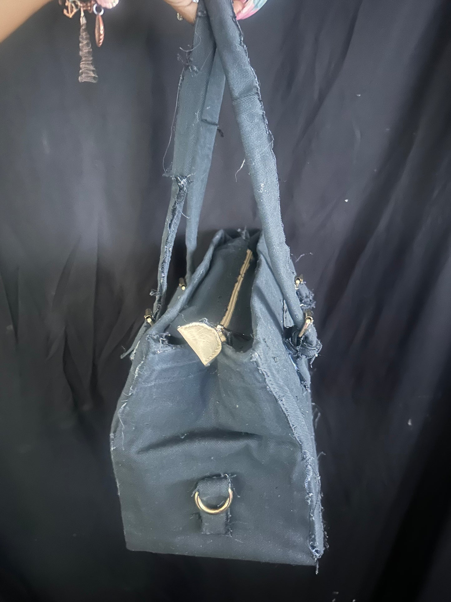 gray tote long shoulder straps