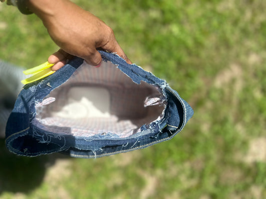 Denim hand bag with card holder