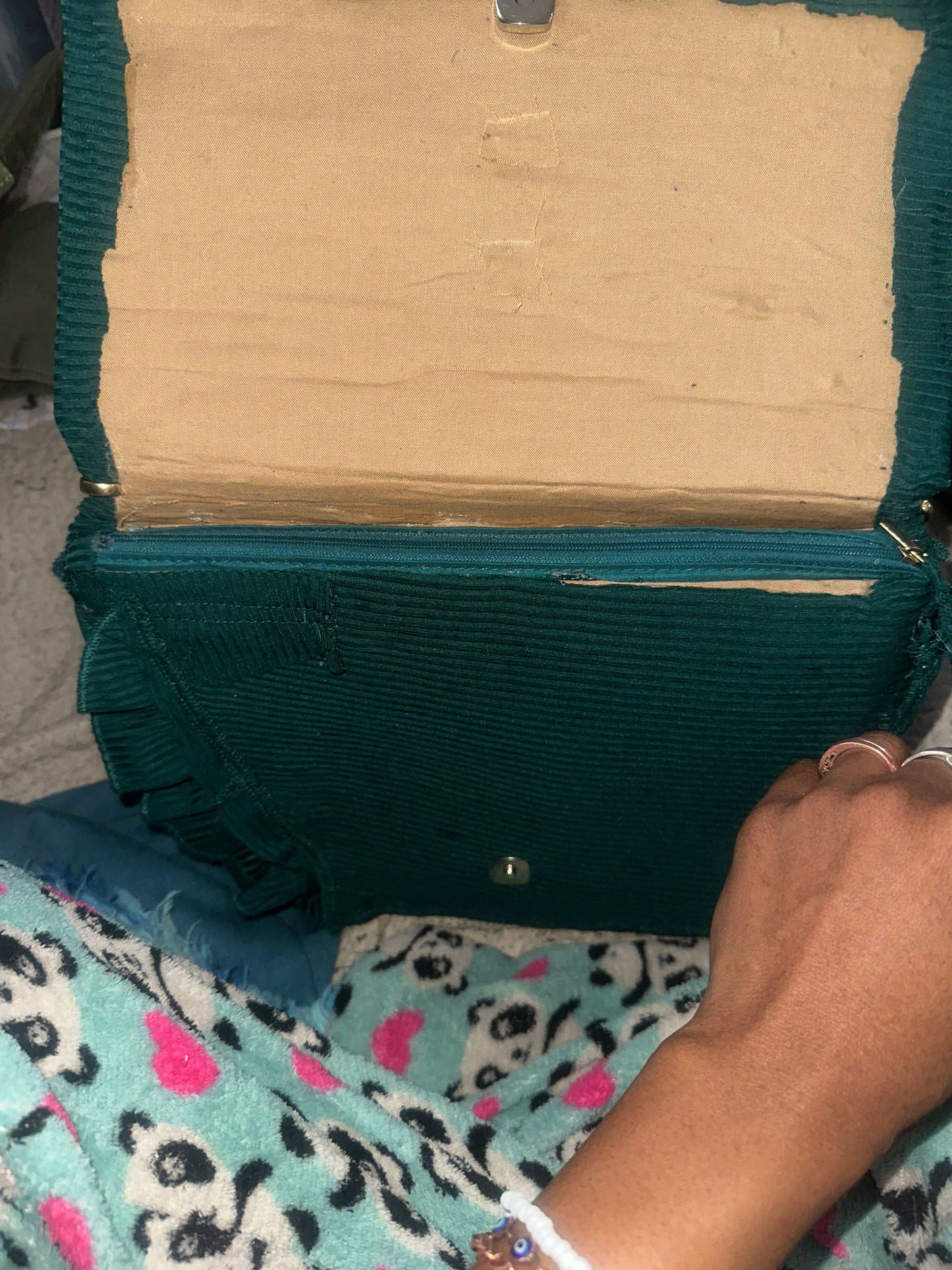 Green one strap clutch