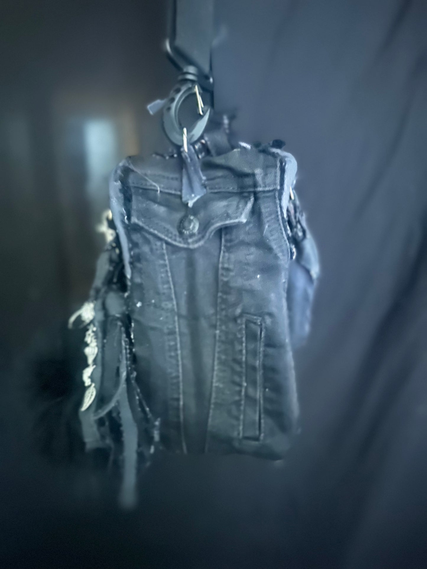 Gray and black tote with charm set