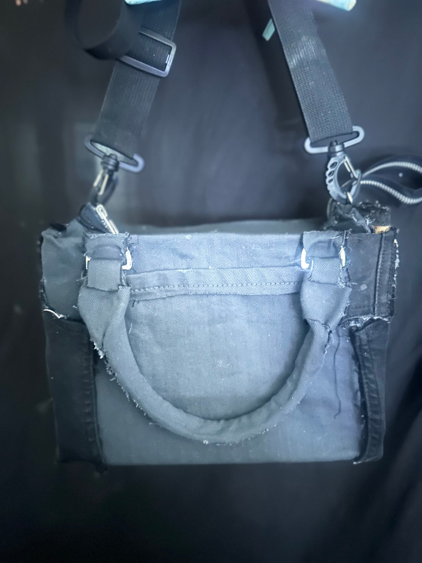 Gray and black tote with charm set