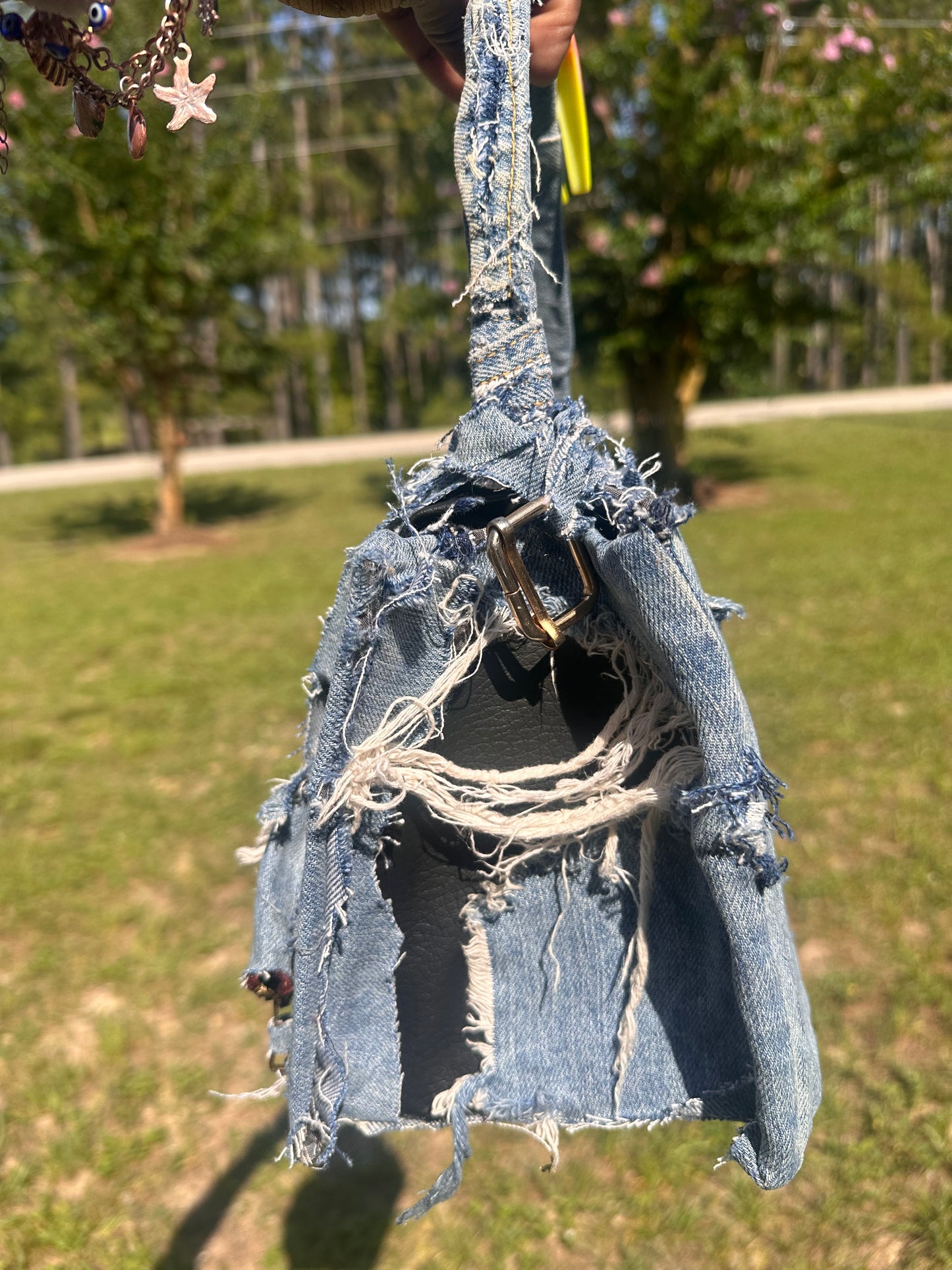 Cute denim and faux leather