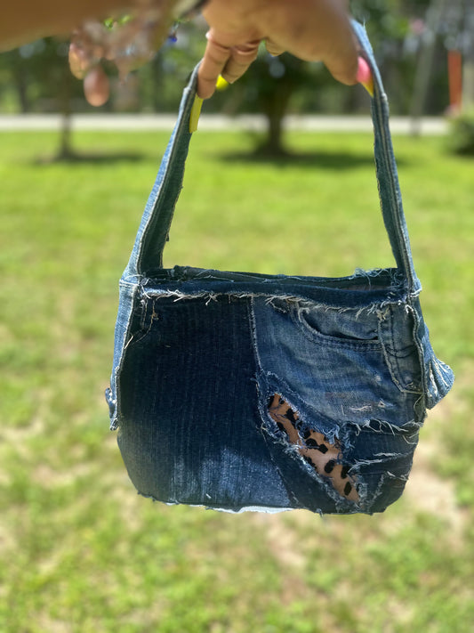 Denim hand bag with card holder