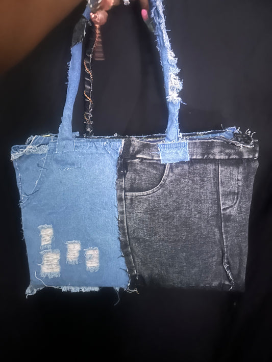 Stylish Denim Patchwork Tote