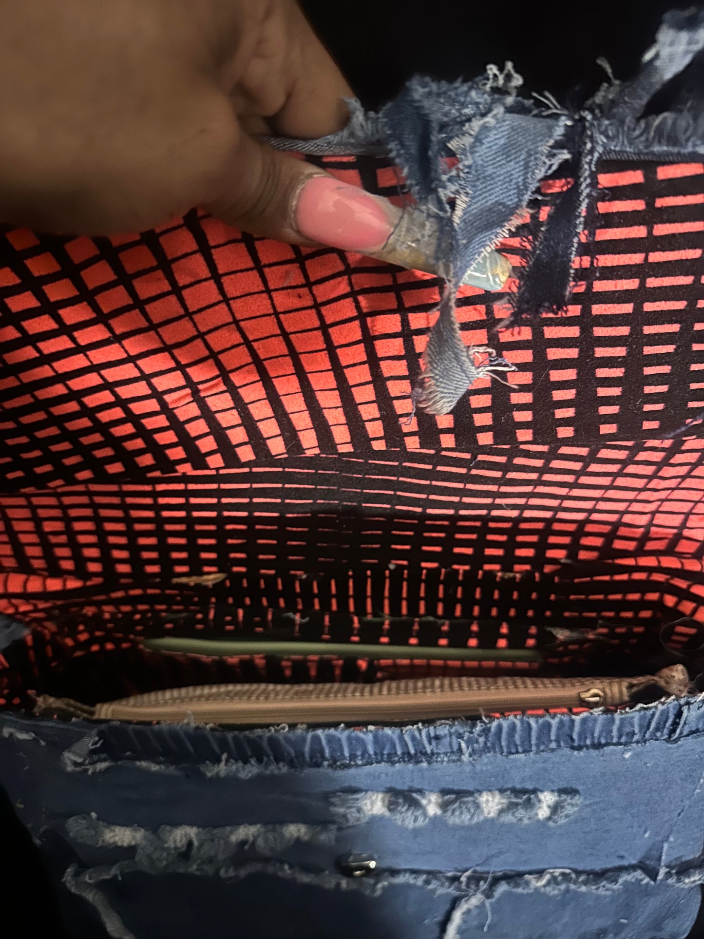 Frayed Denim Shoulder Bag