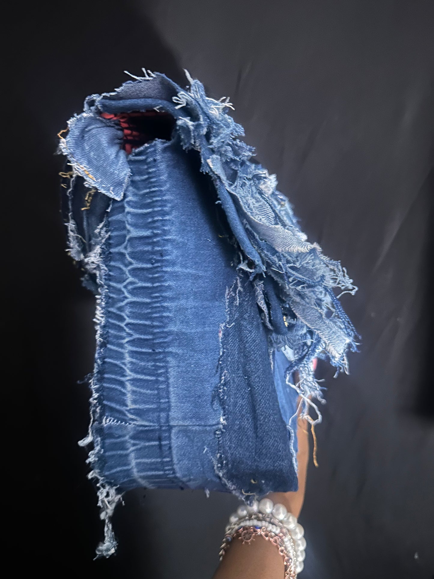 Frayed Denim Shoulder Bag