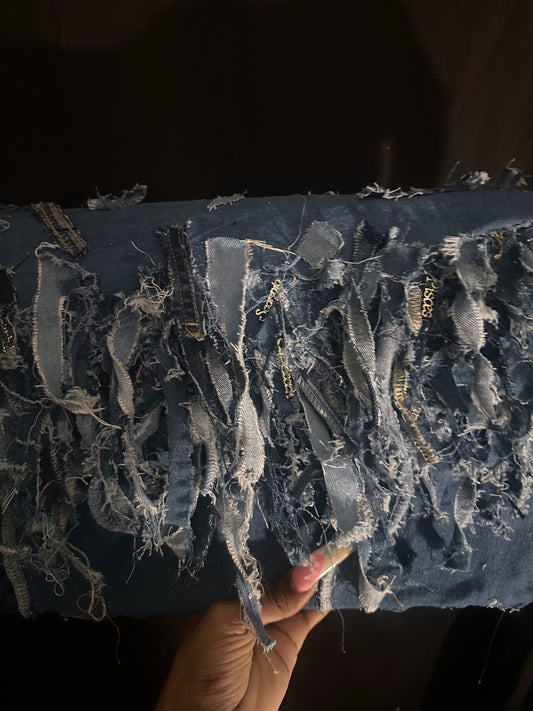 Frayed Denim Shoulder Bag